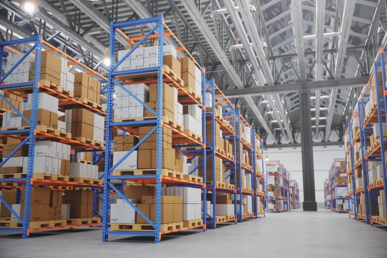 Warehouse-with-cardboard-boxes-inside-on-pallets-racks-logistic